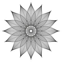 Vector simple contouring flower mandala. Linear drawing. Tattoo stencil