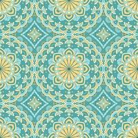 Ethnic seamless vector pattern. Green and yellow geometric flower. Can be used for design of fabric, covers, wallpapers, tiles.