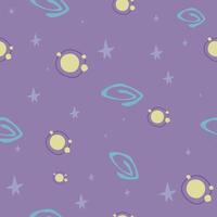 colorful space seamless pattern with planets, comets,  stars. Night sky hand drawn astronomical background. childish pattern with space elements. vector