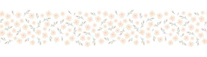 seamless spting flowers brush, border with plant design.  floral frame background template seamless borders, greenery frame. vector
