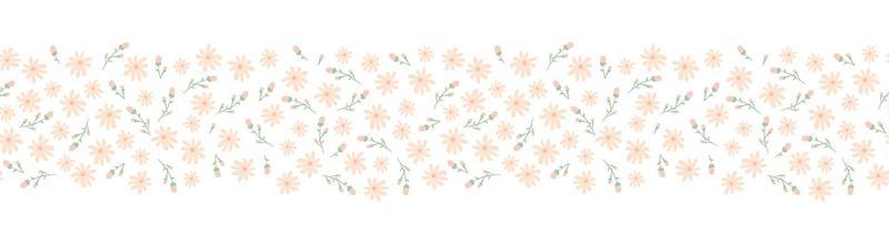 seamless spting flowers brush, border with plant design.  floral frame background template seamless borders, greenery frame.