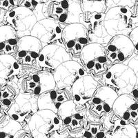Skull seamless pattern. Halloween wallpaper. Human skeleton hand drawing background. vector