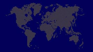 World map made of yellow dots on blue background. vector illustration