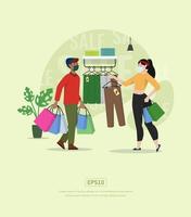 Shopping Day with character boyfriend vector