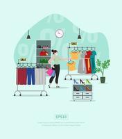 Shopping Day with character female vector