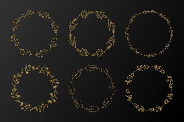 Golden circle floral frame collection