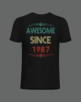 Awesome since 1987 .Vintage Birthday t-shirt design. vector