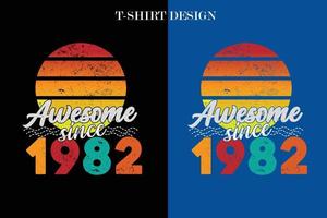 impresionante desde 1982 diseño de camiseta. diseño de camiseta de cumpleaños vintage vector