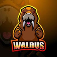 Walrus mascot esport logo design vector