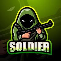 diseño de logotipo de esport de mascota de soldado vector