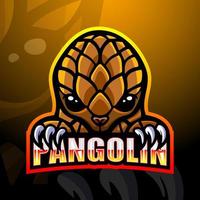 diseño de logotipo de esport de mascota de pangolín vector