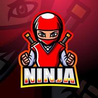 Ninja mascot esport logo design vector