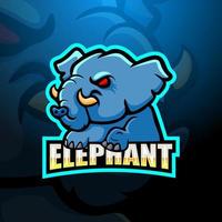 Elephant mascot esport logo design vector