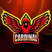 Cardinal mascot esport logo design vector