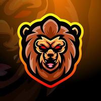 Lion head mascot esport logo design vector