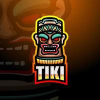 Tiki mask mascot esport logo design vector