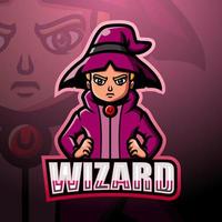 Wizard mascot esport logo design vector