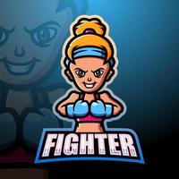 Fighter woman mascot esport logo design vector