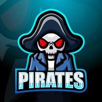 diseño de logotipo de mascota pirata calavera esport vector