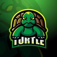 Turtle mascot esport logo design vector