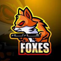 Fox gunner mascot esport logo design