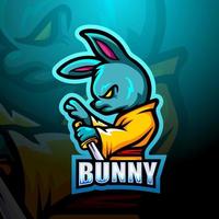 Ninja bunny mascot esport logo design vector