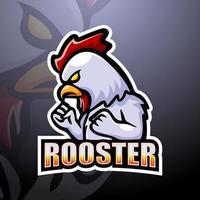 Rooster mascot esport logo design vector