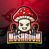 Mushroom mascot esport logo design vector