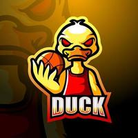 Basketball duck player mascot logo design vector