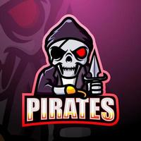 diseño de logotipo de mascota pirata calavera esport vector