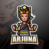 diseño del logotipo de esport de la mascota de arjuna vector