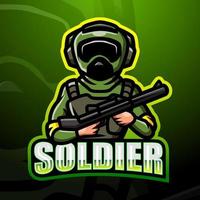 diseño de logotipo de esport de mascota de soldado vector