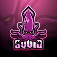 diseño de logotipo de esport de mascota de calamar vector
