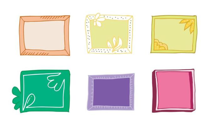 Colorful doodle sketch photo frame, vector illustration.