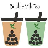 Bubble milk tea.Black pearl milk tea. vector