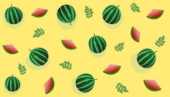 Simple flat draw. Water melon background. vector