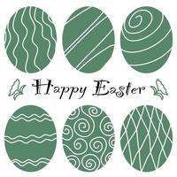 Simple flat draw Easter eggs set earth tone color. vector