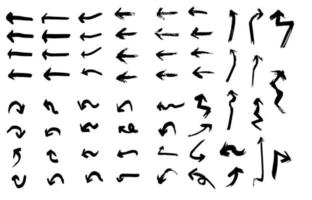 Set of different grunge brush arrows, pointers.Hand drawn paint object for design use. vector