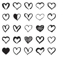 Black hand drawn Hearts. Design elements and icons for Valentine's day. vector