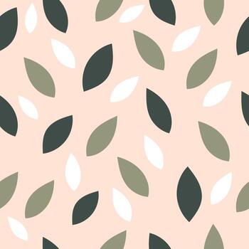 Beautiful spring seamless pattern with simple leaves in a flat style. vector