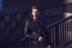 man in a leather jacket photo
