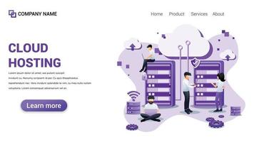 Cloud hosting Illustration for Web, web interface, website, web graphic Template vector fully editable Design