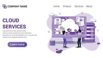 Cloud service Illustration for Web, web interface, website, web graphic Template vector fully editable Design