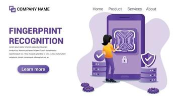 Fingerprint recognition Illustration for Web, web interface, website, web graphic Template vector fully editable Design