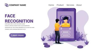 Face recognition Illustration for Web, web interface, website, web graphic Template vector fully editable Design