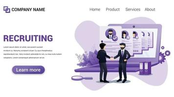 Recruiting Illustration for Web, web interface, website, web graphic Template vector fully editable Design