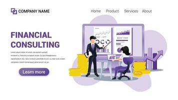 Financial consulting Illustration for Web, web interface, website, web graphic Template vector fully editable Design