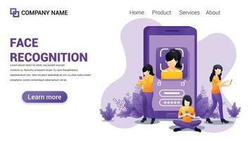 Face Recognition Illustration for Web, web interface, website, web graphic Template vector fully editable Design