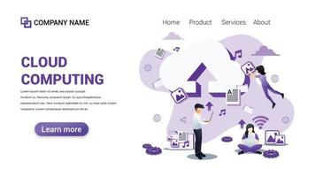 Cloud computing Illustration for Web, web interface, website, web graphic Template vector fully editable Design