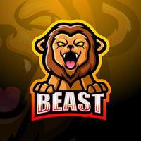 Lion mascot esport logo design vector